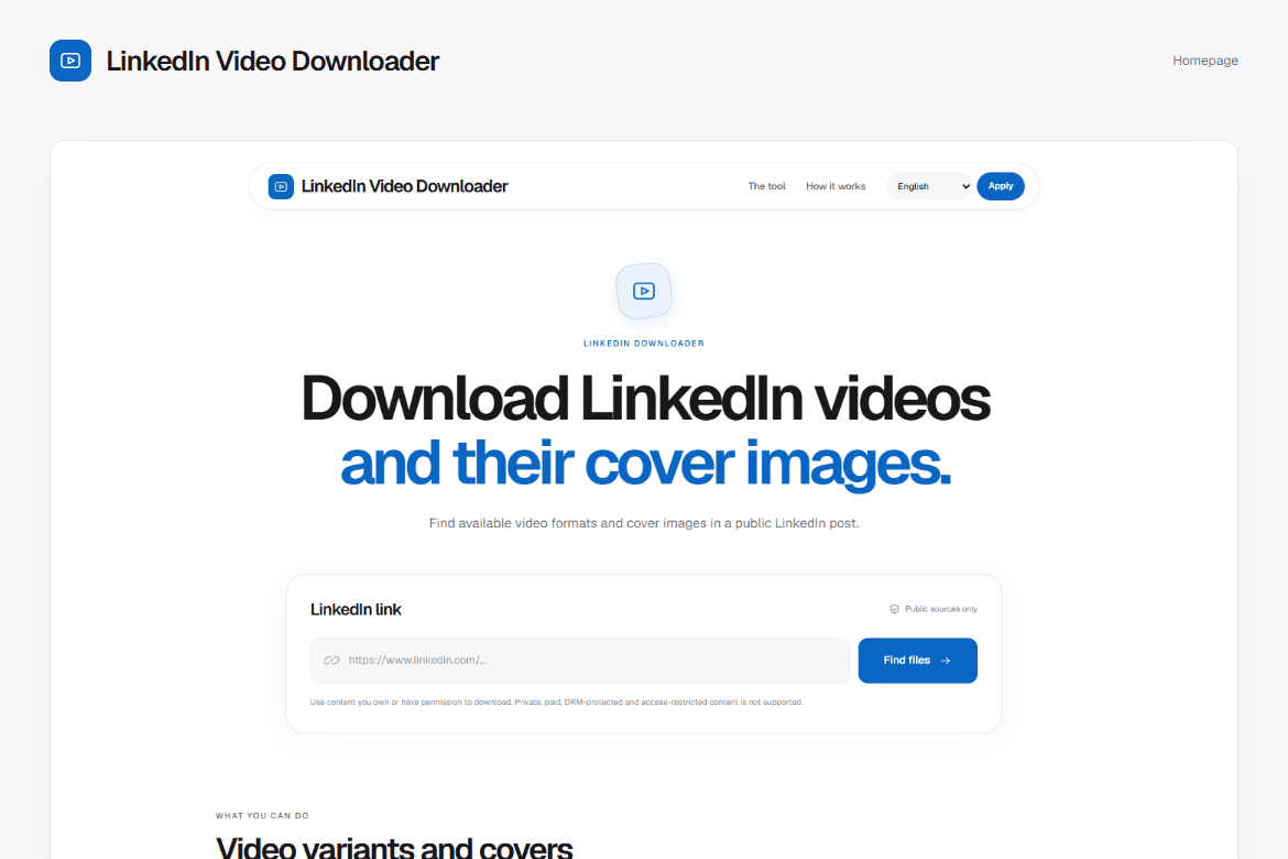LinkedIn Video Downloader — Homepage