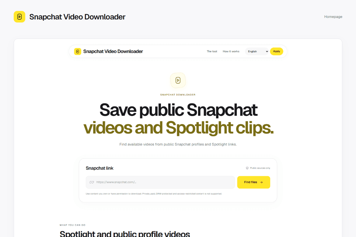 Snapchat Video Downloader — Homepage