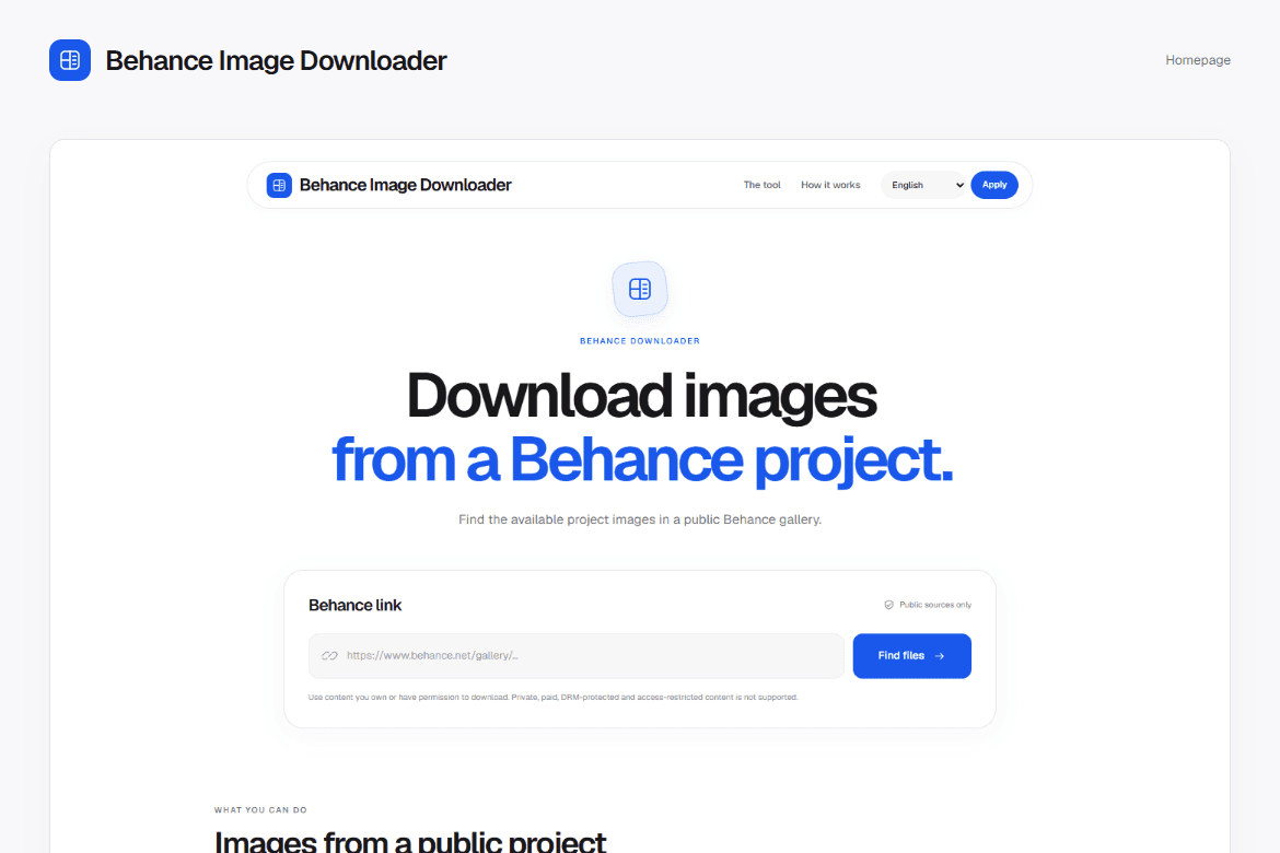 Behance Image Downloader — Homepage