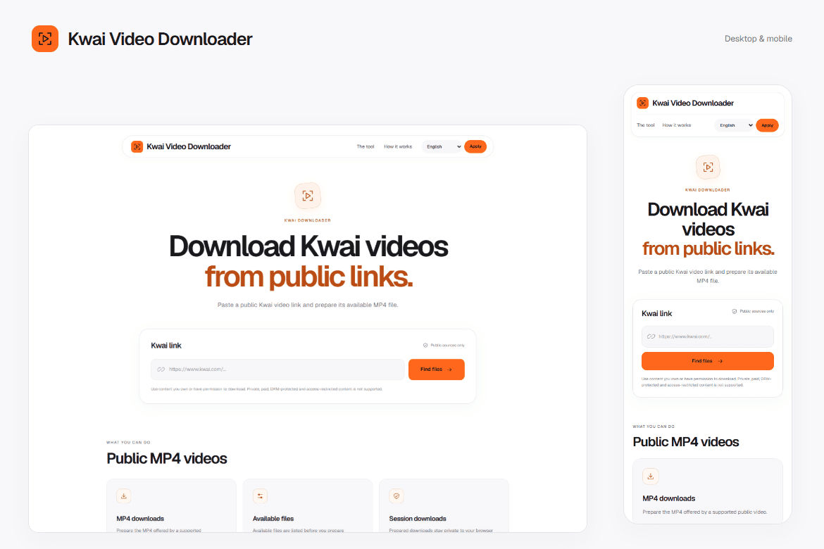 Kwai Video Downloader — Responsive interface