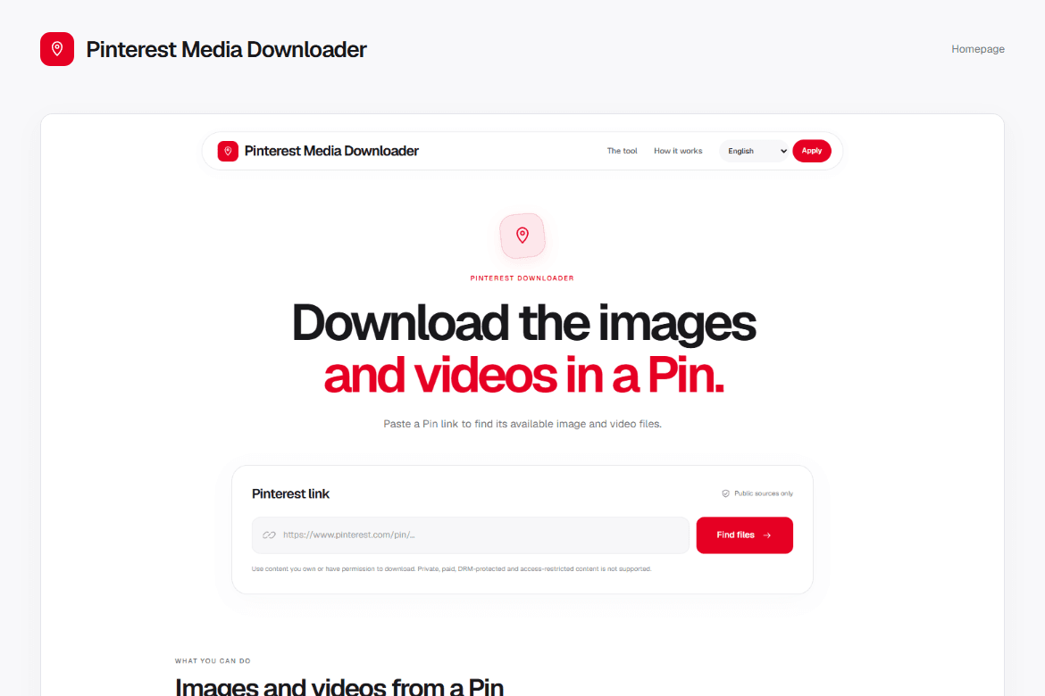 Pinterest Media Downloader — Homepage