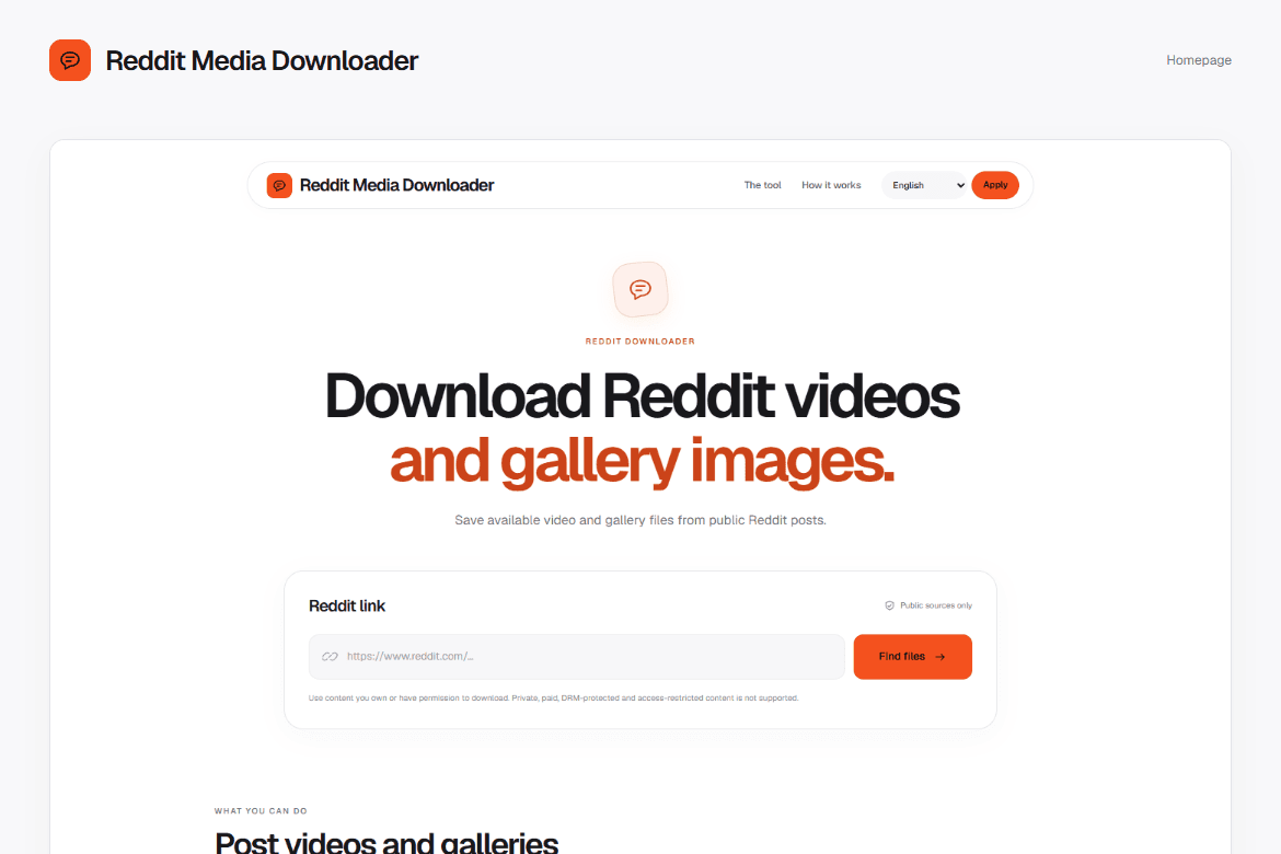 Reddit Media Downloader — Homepage