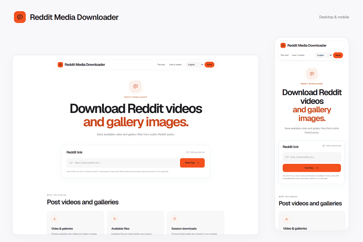 Reddit Media Downloader — Responsive interface