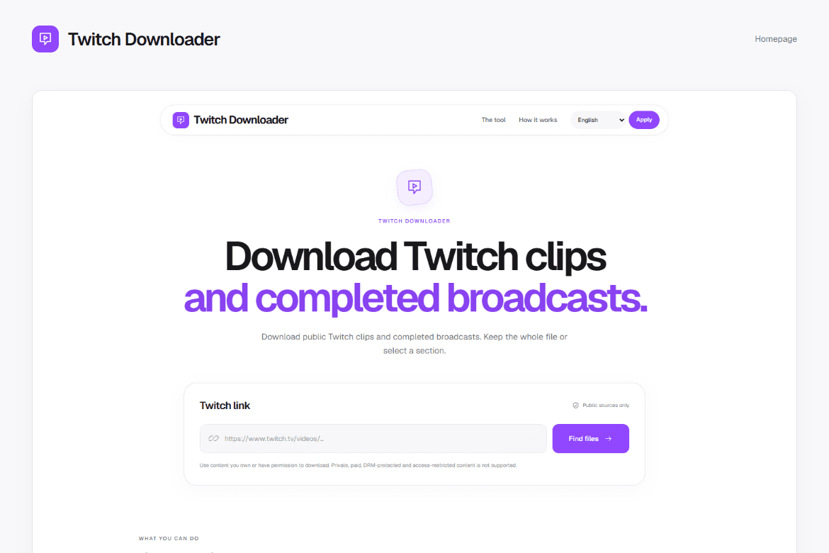 Twitch Downloader — Homepage