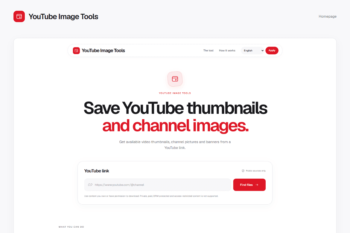 YouTube Image Tools — Homepage