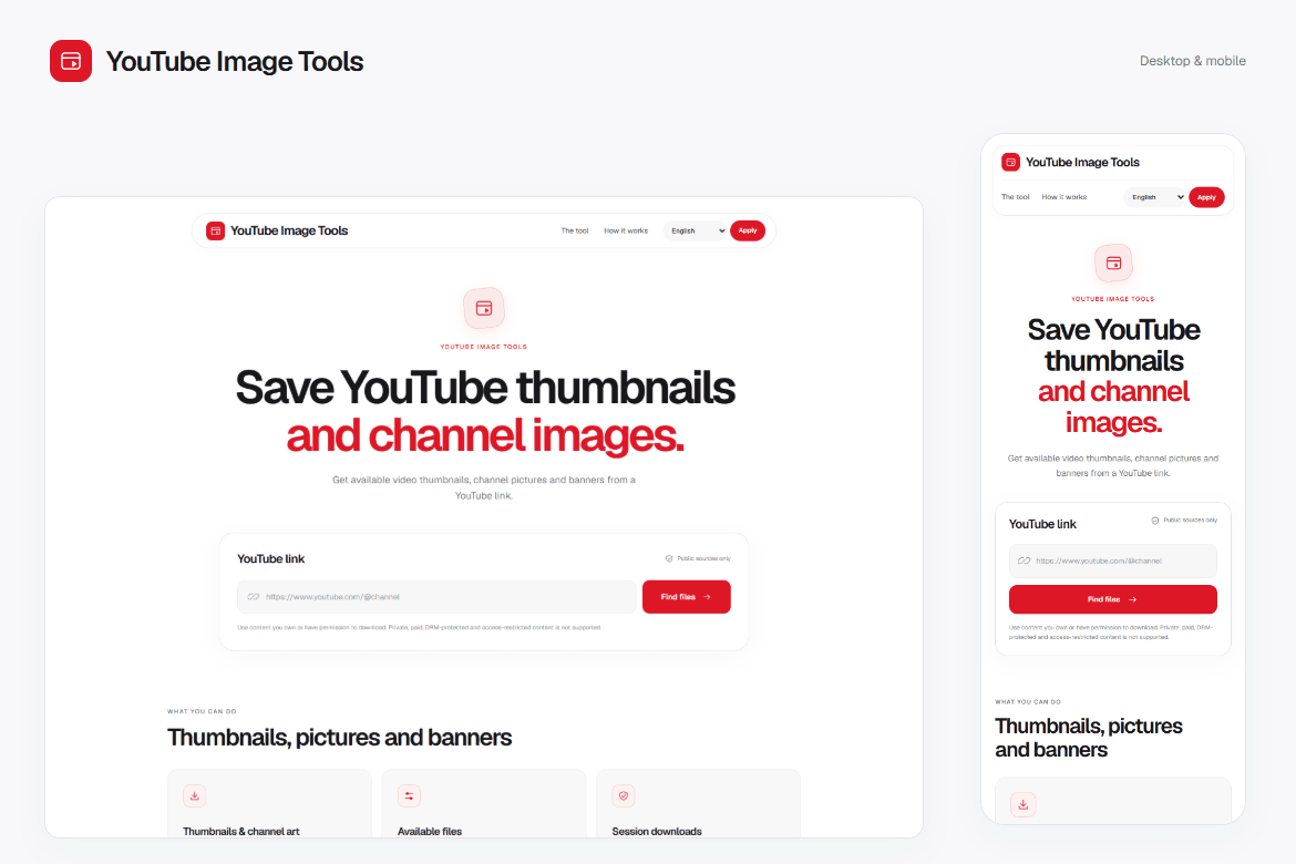 YouTube Image Tools — Responsive interface