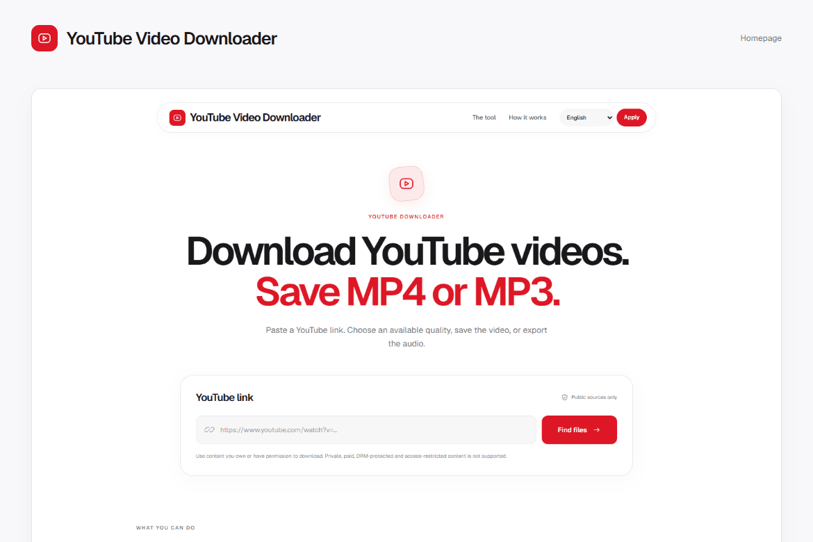 YouTube Video Downloader — Homepage
