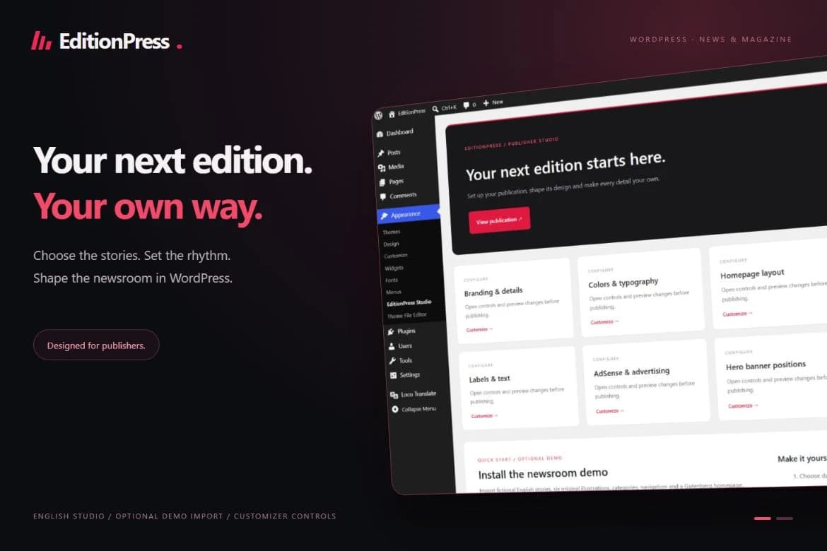 EditionPress — Yayıncı yönetim paneli